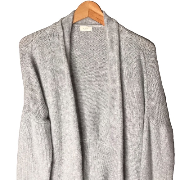 Small Naif Montreal Angora Wool Open Knit Cardigan Knit Grey Silver Sweater - Picture 2 of 10